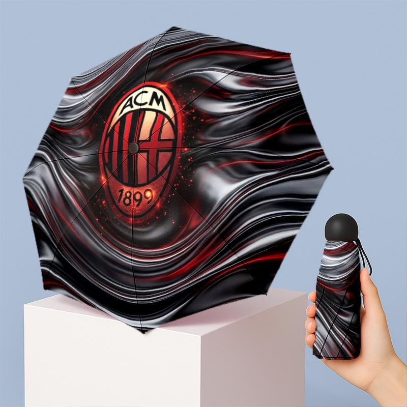 AC Milan Pattern Printed Mini 5 Folds 8 Ribs Compact Umbrella Windproof Waterproof Lightweight Portable Folding