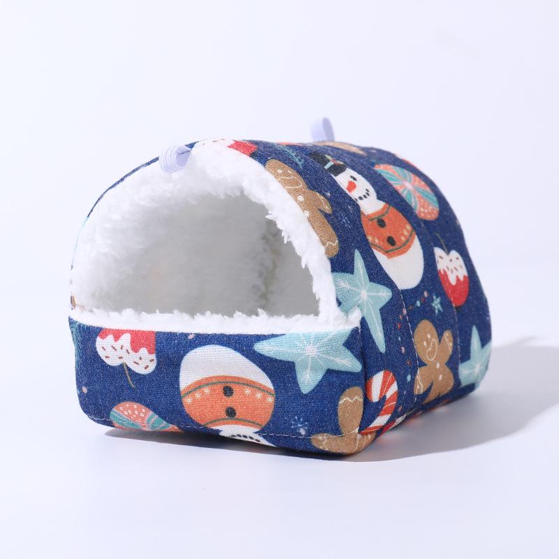 Winter Warm Cotton Nest for Small Pets - Hamster, Rabbit, Mouse House with Floral Design