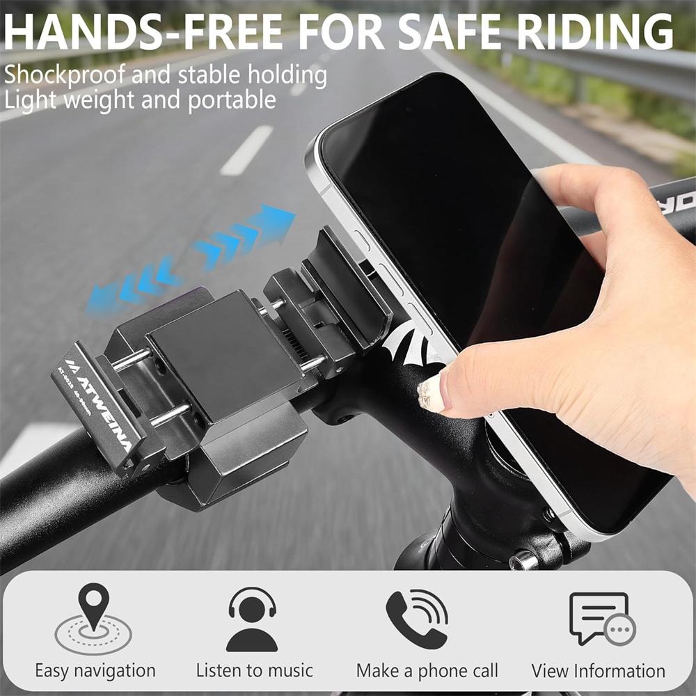 CNC Aluminum Alloy Bicycle Handlebar Phone Holder, Motorcycle Phone Mount Clamp