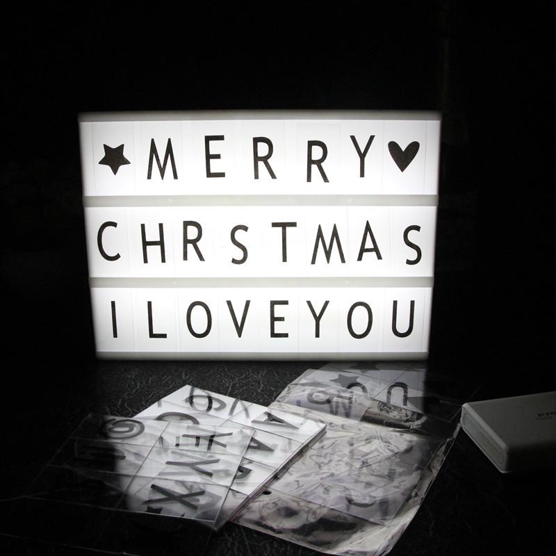 

A4 Cinematic Light Up Letter Box Sign LED Lightbox Message Board with 72pcs Letters Cards White#0