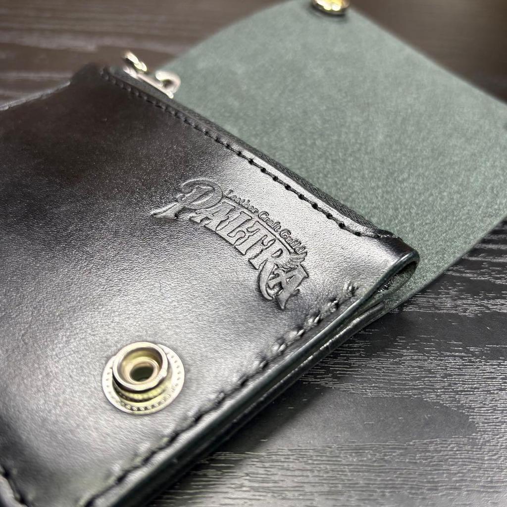 Used Short Trucker Wallet Himeji Leather Genuine Leather Wallet with Belt Loop and Chain