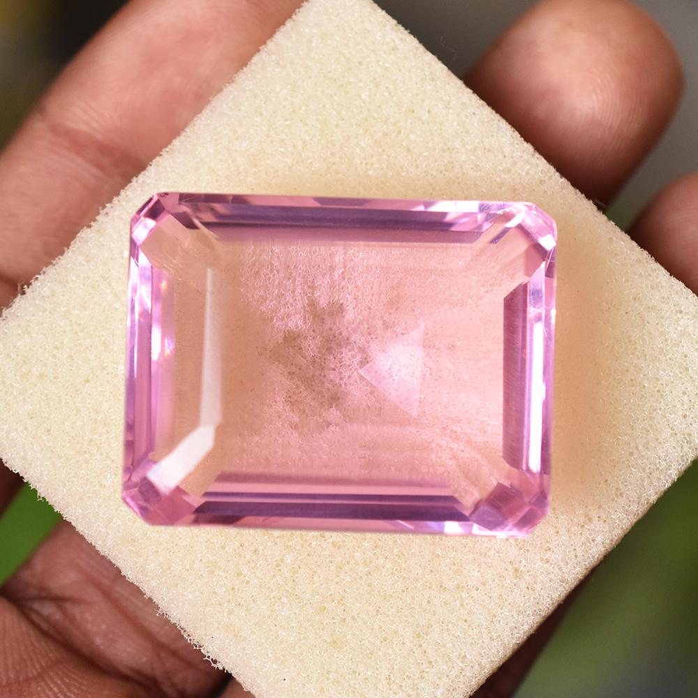 CERTIFIED 105 Ct Emerald Cut NATURAL Pink Topaz Loose Gemstone FREE Delivery