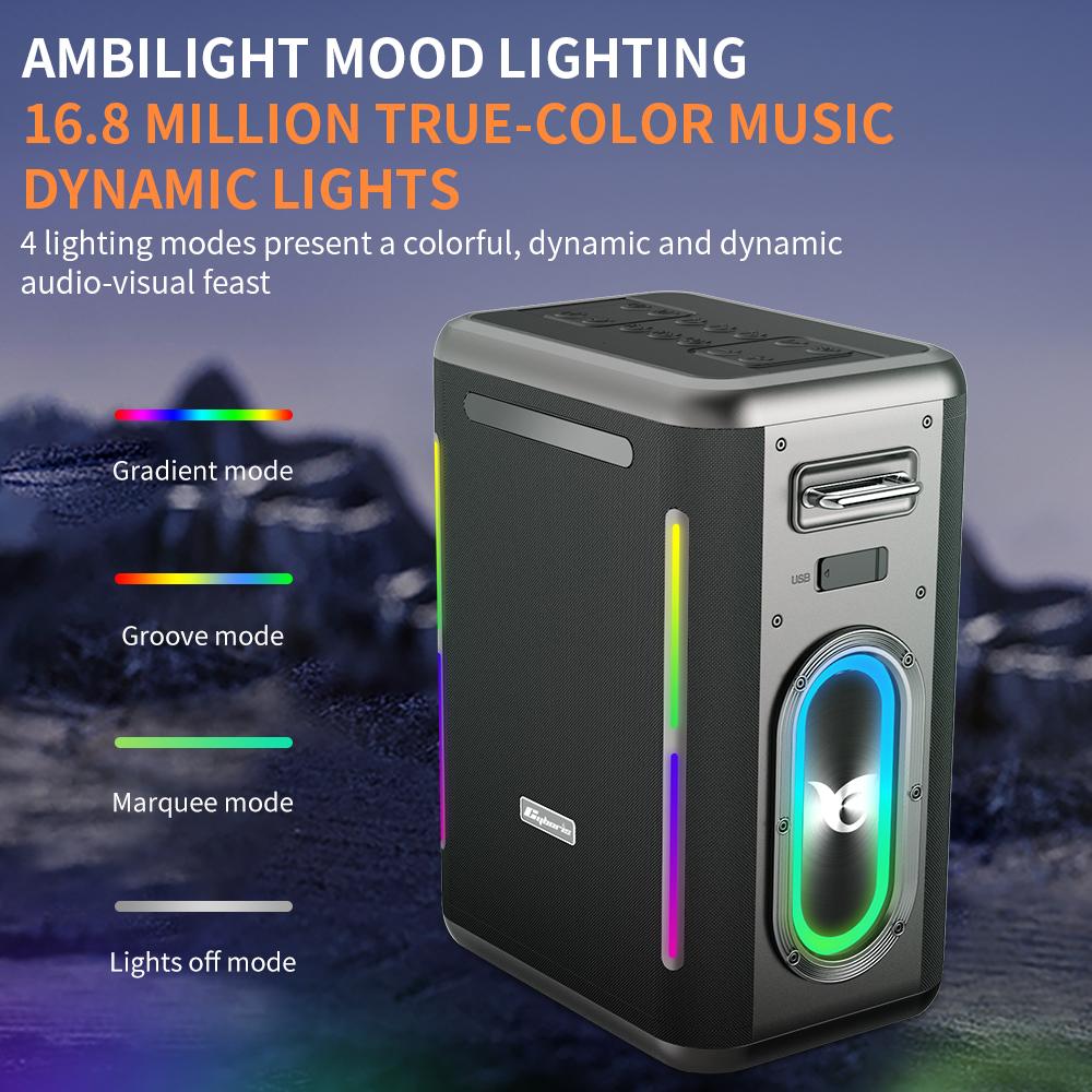 CYBORIS X15 Outdoor Karaoke Subwoofer 400W TWS Bluetooth-compatible Speaker with Microphone + Remote