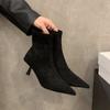 Women Ankle Boots  Autumn Sexy Pointed Toe Fashion Vintage Elegant Party High Heel Short Boot Suede Leather  De Mujer