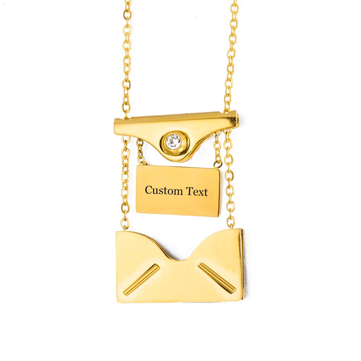 

Custom Words Envelope Pendant Necklace For Women Gold Color Stainless Steel Personalized Letter Choker Memorial 50cm&Gold