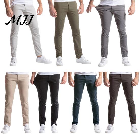 Casual Business Attire for Men Twill Trousers, Slim Fit Stretch Chinos Pants, Solid Color Wrinkle Resistant Trousers Straight Leg Pants Office Dating