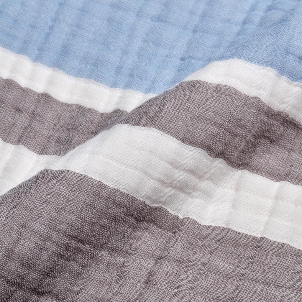 Nishikawa 4-Layer Gauze Blanket, Single Size, Washable, 100% Cotton, Soft and Fluffy, Blue, FR05701016