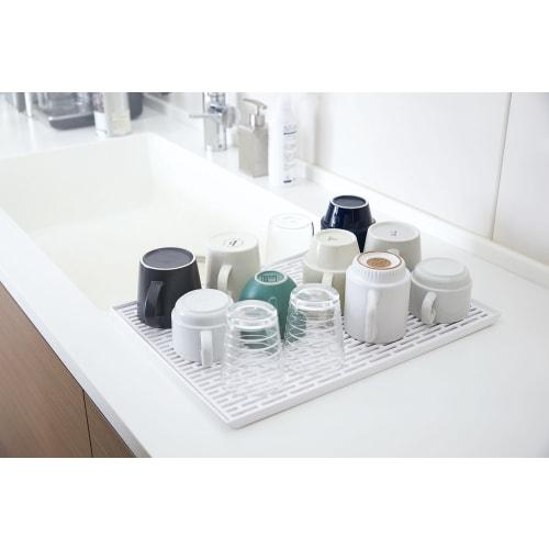 Yamazaki Wide Glass & Mug Stand, White, Approx. W42.5 x D30.7 x H1.5cm, Tower Drainer, Glass Stand, 3328