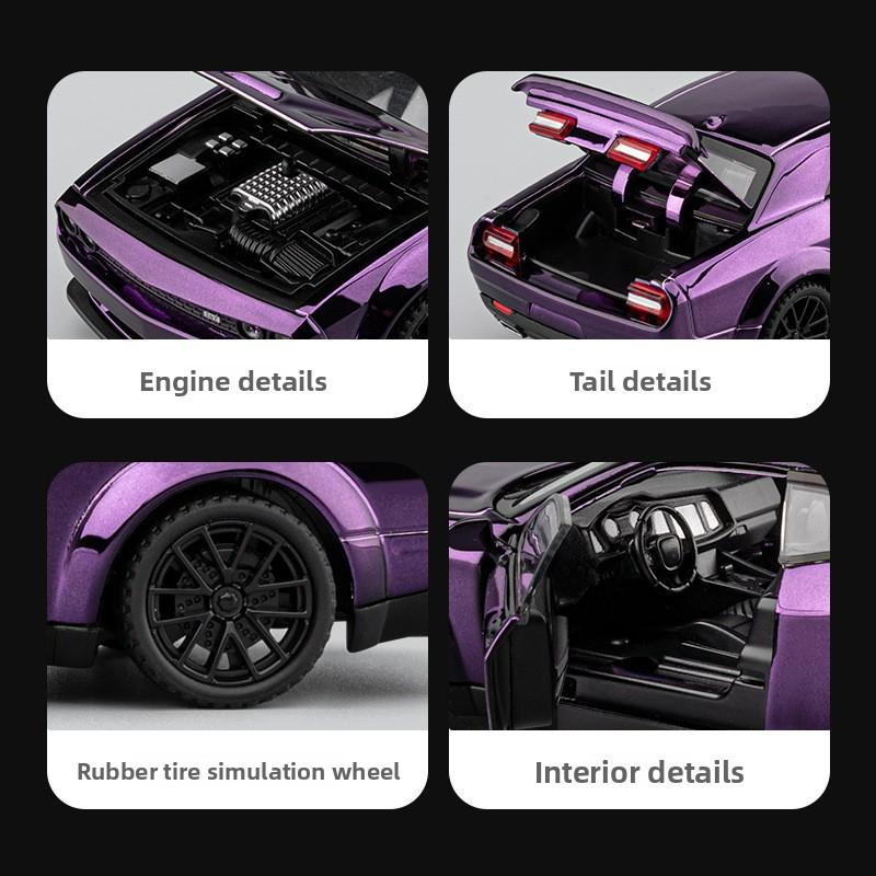 Electroplated 1/32 Alloy Dodge Hellcat Sports Car Model with Light and Sound Effects Collection Miniature Voiture Diecast Toy Vehicle