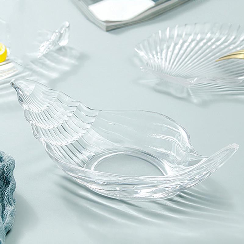 Ocean Series Gold Rimmed Seashell Glass Plate for Snacks & Desserts