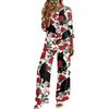 Women's Casual Two Piece Outfit Round Neck Loose Fit 3/4 Sleeve Top and Pants Set for Everyday Wear