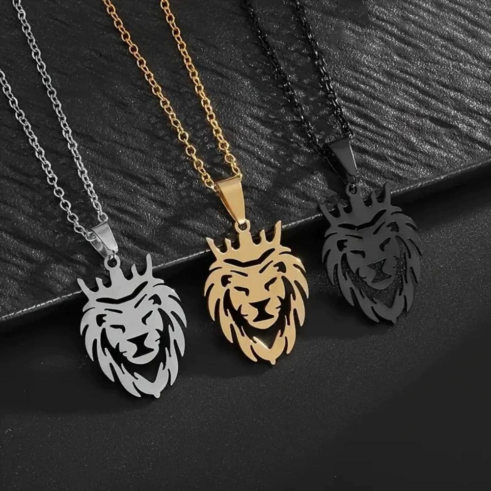 Stainless Steel Hollow Lion Head Pendant Necklace Hip-Hop Trend Domineering Street Style Versatile Accessory Wholesale