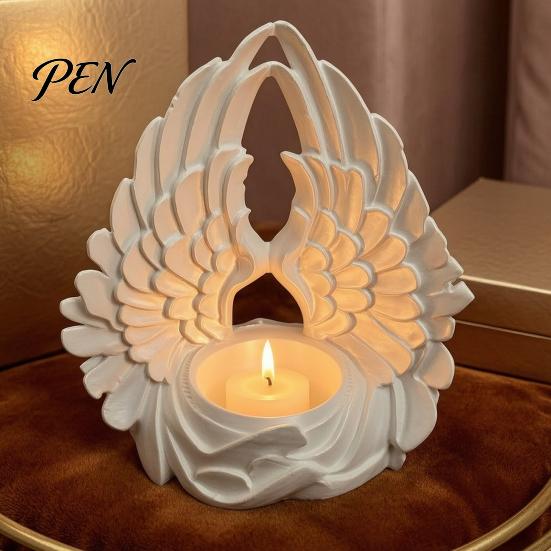 Decorative Wing Candlestick 3D Printed Angel Wings Tealight Candle Holder, Shape Candlestick, Romantic Atmosphere Light Ornament for Bedroom