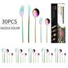 Gold Cutlery Set Stainless Steel Dinnerware Set 30Pcs Knives Forks Coffee Spoons Flatware Set Kitchen Dinner Tableware Set