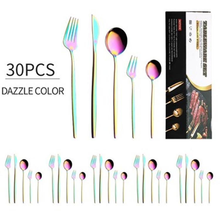 Gold Cutlery Set Stainless Steel Dinnerware Set 30Pcs Knives Forks Coffee Spoons Flatware Set Kitchen Dinner Tableware Set