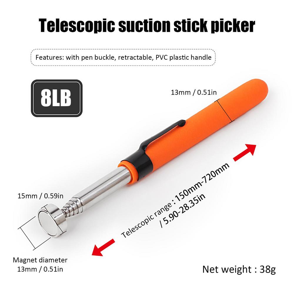 Auto Repair Tool Telescopic Magnetic Pick-Up Tools With LED Flashlight Portable Pocket Clip Magnetic Retrieval Pen Picker