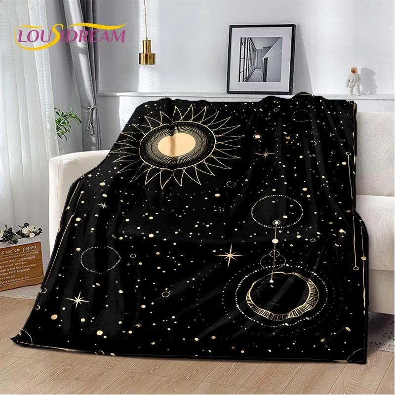 Misteriosa Manta de Franela Suave con Mandala del Sol y la Luna del Tarot para Camas, Dormitorio, Sofá, Picnic, Manta de Tiro para Ocio al Aire Libre, Regalo