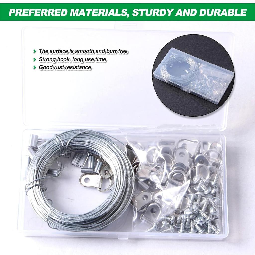 Industrial Grade Metal Picture Wires Bundles 30m Length Wires Set Simple Installation Wires Kits 131pcs/set for Frames