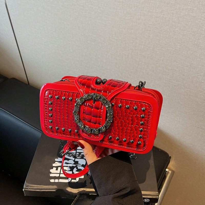 New Trendy Fashion Small Bag Retro Chain Small Square Bag Korean Version Single Messenger Bag Multi-pocket Locomotive Bag