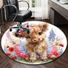 1pc American Flag Cow with Bow Round Carpet Office Chair Mat, Anti Slip Rug for Home Decor, Gift, Office, Living Room, Bedroom