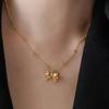 Bow Pearl Beaded Necklace for Women, 18K Gold-Plated Titanium Steel, Clavicle Chain, Simple, Ruyi-Inspired Design.