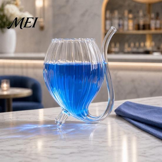 Bar Cocktail Glass Vampire Shape Wine Glasses, Transparent with Drinking Tube, Novelty Long Mouth Cup for Wine, Champagne, Juice, Home, Bar,