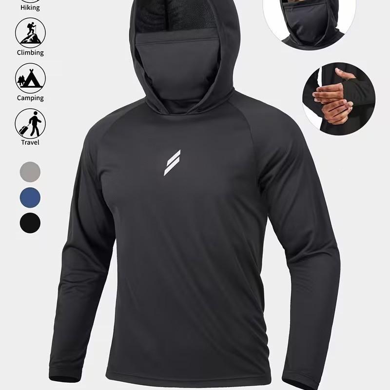 Mens UPF 50 Quick-Dry Hooded Sun Protection Fishing Jacket Outdoor Lightweight