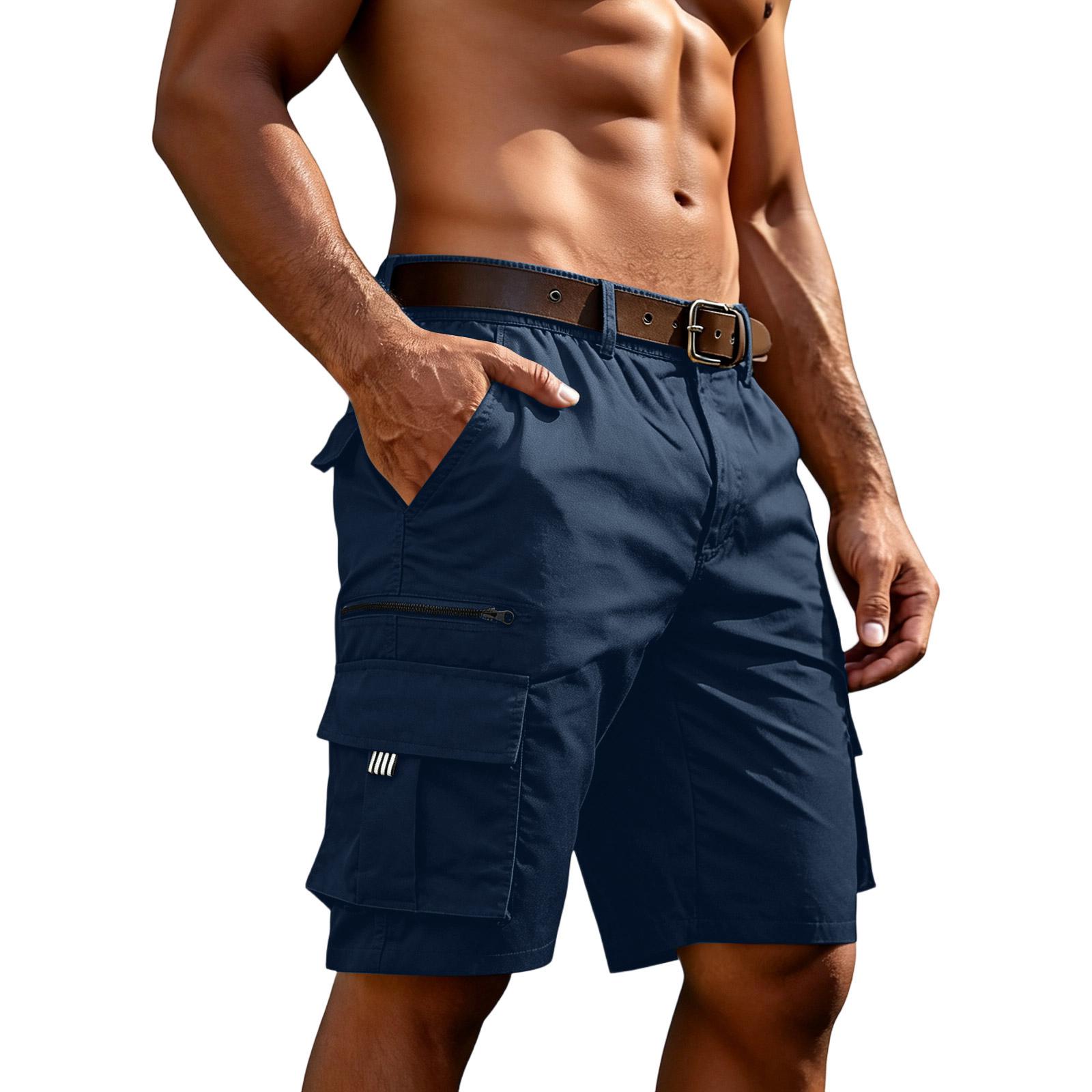 Ren Fashion Heren Relaxed Fit Cargo Shorts met Meerdere Zakken voor Buitensporten Casual Werkkleding Zomer Lichtgewicht Utility Shorts XXXL Vloot
