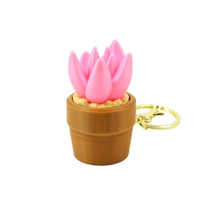 3D Printed Pot Clicker Keychain Cute Mini Fidget Clicker Toy Portable Stress Relief Keyring Edc Pendant Gift For Kids