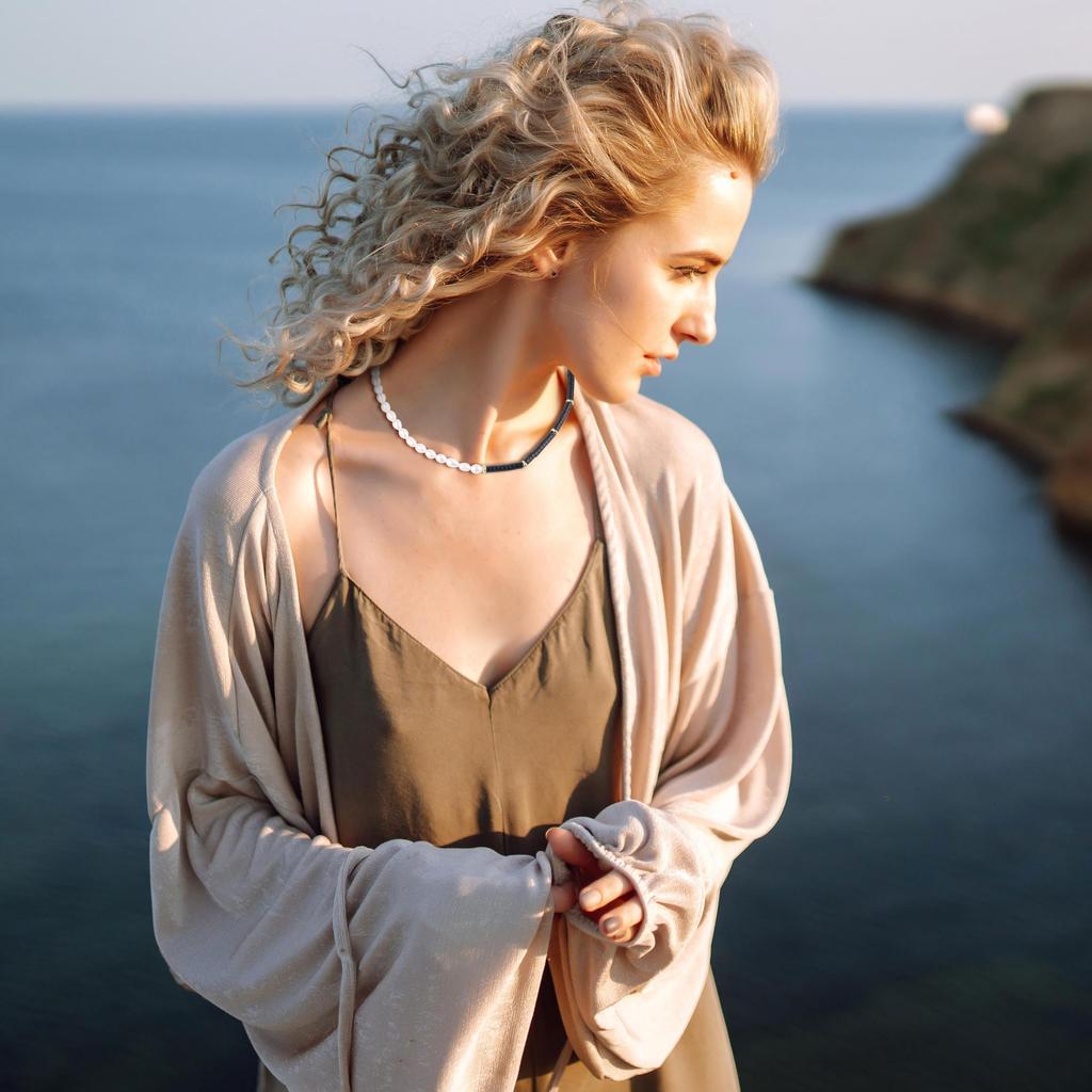 Black Stone Freshwater Pearl Necklace for Women [COAI]