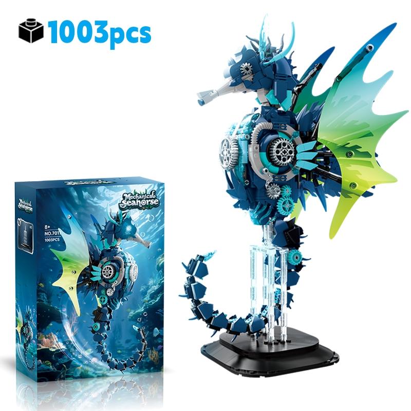 Non-Toxic Moc Mechanical Seahorse Building Blocks Set Ocean Animal Models Diy Assembly Bricks Model Birthday Halloween Christmas Gifts