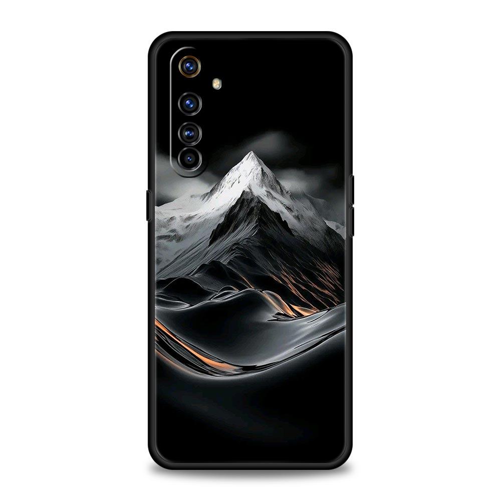 Black Mountain Peak Case For Realme C67 C63 C55 C53 C35 C25 C21 GT 2 3 5 6 10 11 12 13 Pro Plus 5G Soft TPU Phone Cover Fundas