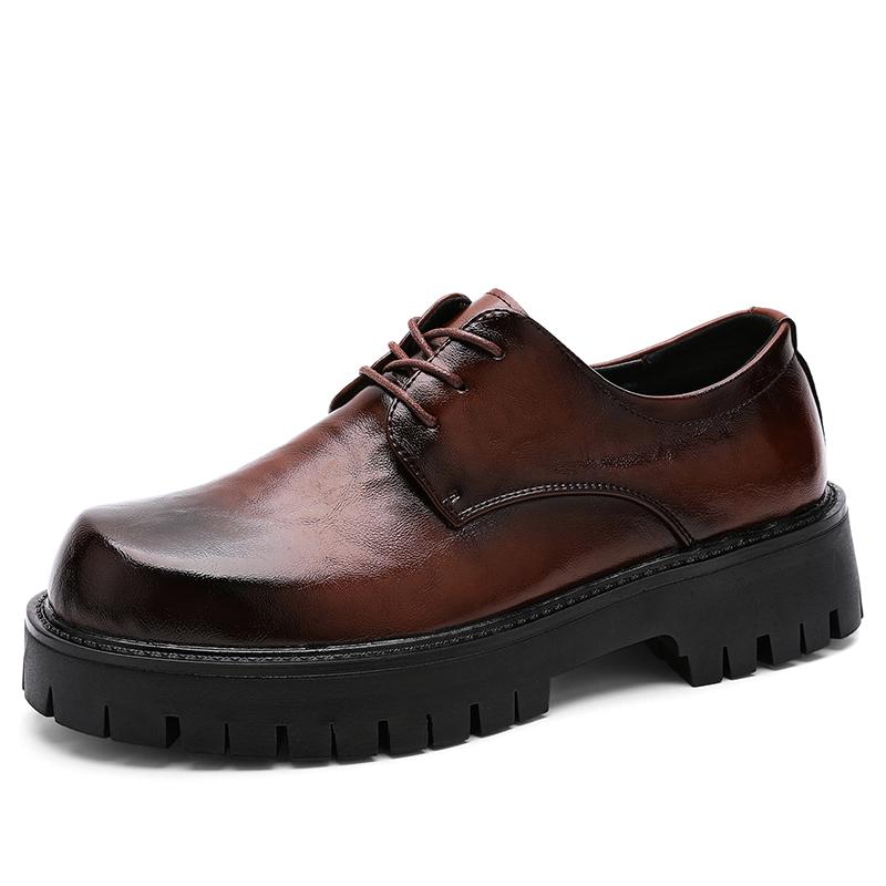 Fashion Brand Leather Platform Men's Shoes Fashion Round Toe Casual Quality Thick Sole British Style Formal Oxford Business Dress Shoes