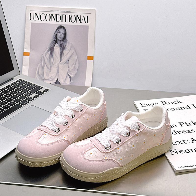 

-8 балетки женские весенне-летние новые кружевные модные милые туфли на толстой подошве 40 розовый