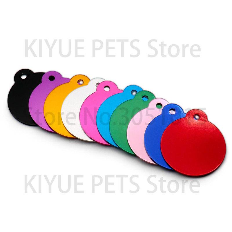 Wholesale 20pcs Round Shape Charm Pet Tags DIY Tags Pet Shop Tags Pet Dog Cat Tag Id Aluminum Phone Telephone Supplies Alloy