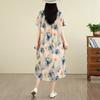 DIMANAF New 2026 Summer Beach Long Dress Women Plus Size Vintage Lady Floral Print Loose Oversize Cotton