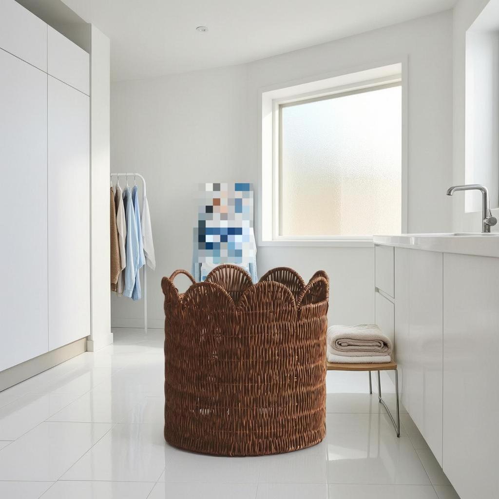 Woven Laundry Basket Wicker Hamper Loop Handles Handled Storage