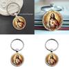 Jesus Character Heart Glass Keyring With Alloy Decor For Party Gifts Celebration