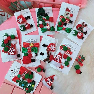 2/4/5 Stück/Set Niedliche Weihnachts-Haarspange Süßigkeit Weihnachtsmann Haarnadel Baby Mädchen Kopfschmuck Schnabelspange Rot Grün Haarspange