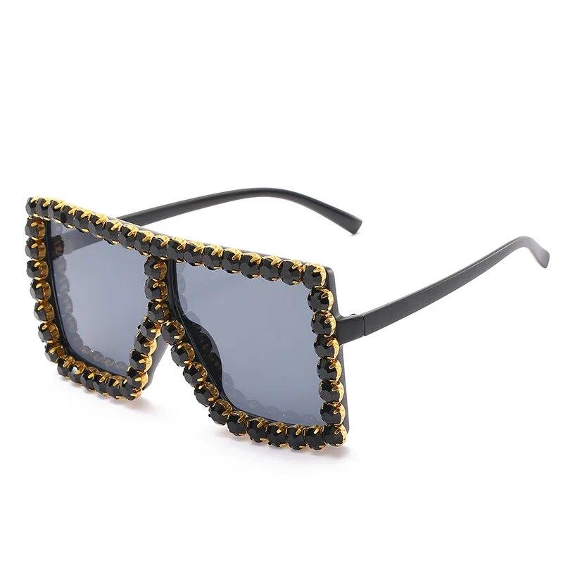 Sunglasses Women Oversized Square Diamond Men Fashion Rhinestone Sun Glasses Lady Luxury  Designer Eyewear UV400 Unisex