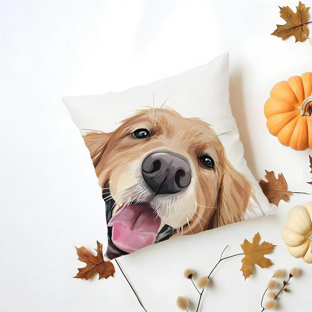 GGolden Retriever Cushion Cover Washable Linen Pillowcase Soft  for Daily Sofa Bed Home Room Decor