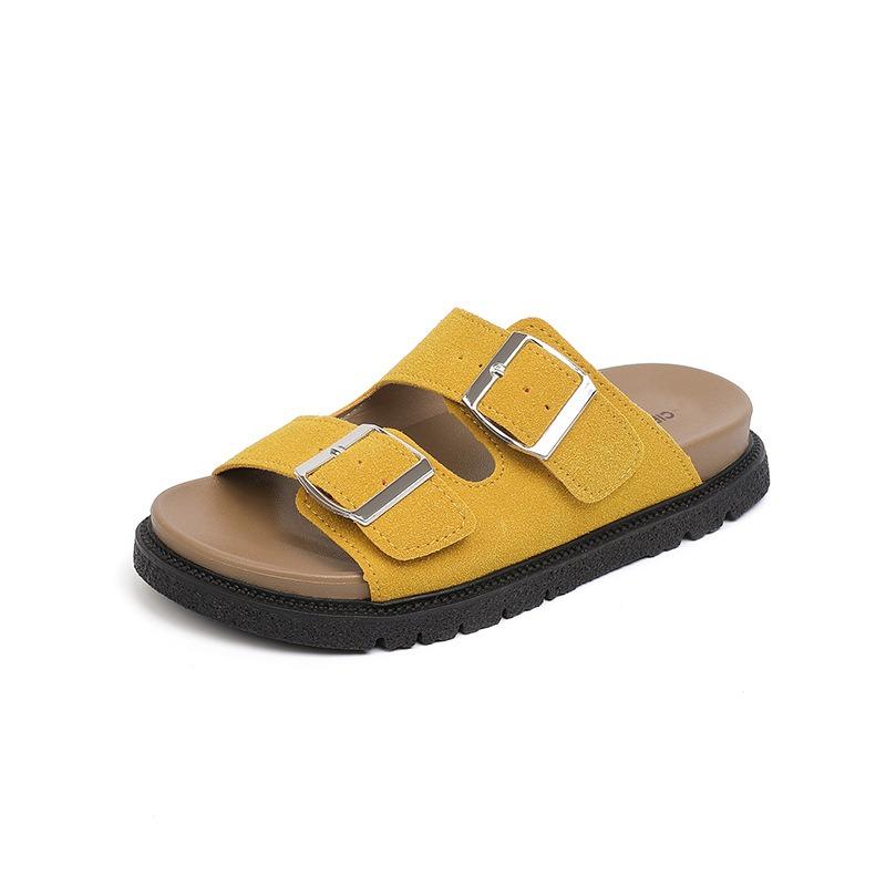 

Женские крутые шлепанцы на толстой подошве, женская летняя обувь, новая модная пряжка на ремешке, повседневные пляжные шлепанцы на одно слово 40 жёлтый
