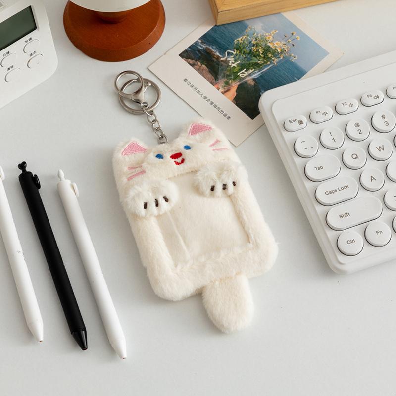 Cartoon Animal Characters Plush Album Card Holder Bus Card Bank ID Card Protective Display Sleeves Backpack Pendant Gifts