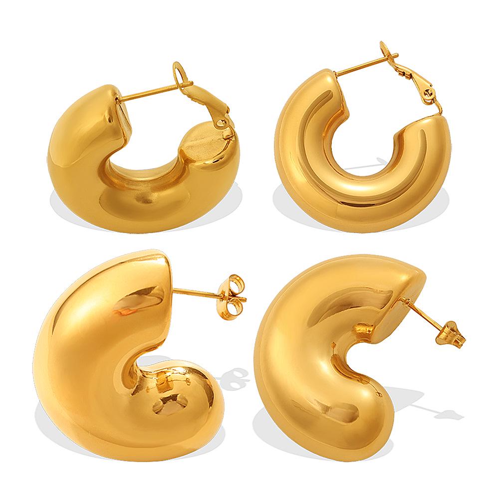 Stylish Geometric Half-Ring Metal Earrings