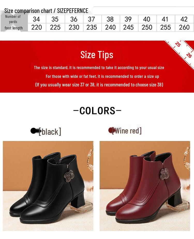 Women's Red Velvet Ankle Boots - 2023 Autumn/Winter Wedding & Banquet Style for Mothers