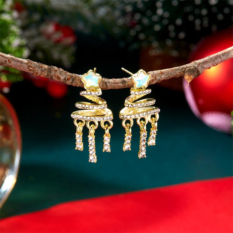Multiple Styles Christmas Red Green Color Tree Drop Earrings for Women Classic Bowknot Pearl Xmas Ball Earrings Jewelry Gift