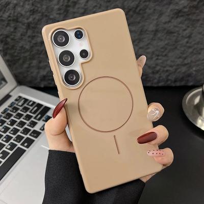 Magnetic Silicone Phone Case for Samsung Galaxy S25 Ultra S24 Plus S23 S22 S21 S20 FE Soft Shell Protective Shockproof Cover