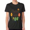 Happy Easter Cat Women's Cotton T Shirt, Premium Cotton Graphic, Durable, Casual Fashion. Easter Bunny Cat And Chick With Eggs Design, Perfect Gift Id
