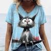 Fashion Streetwear Women Oversized T Shirt 3D Cat Print Summer Casual Short Sleeve Crew Neck Pullover Female Clothing