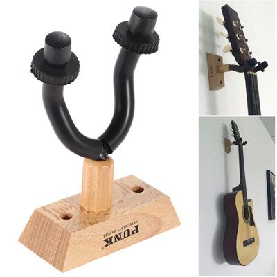 Gitarren-Wandhalterung, Metall-Rack-Haken mit Gummimantel, Holzsockel für Gitarre, Bass, Violine